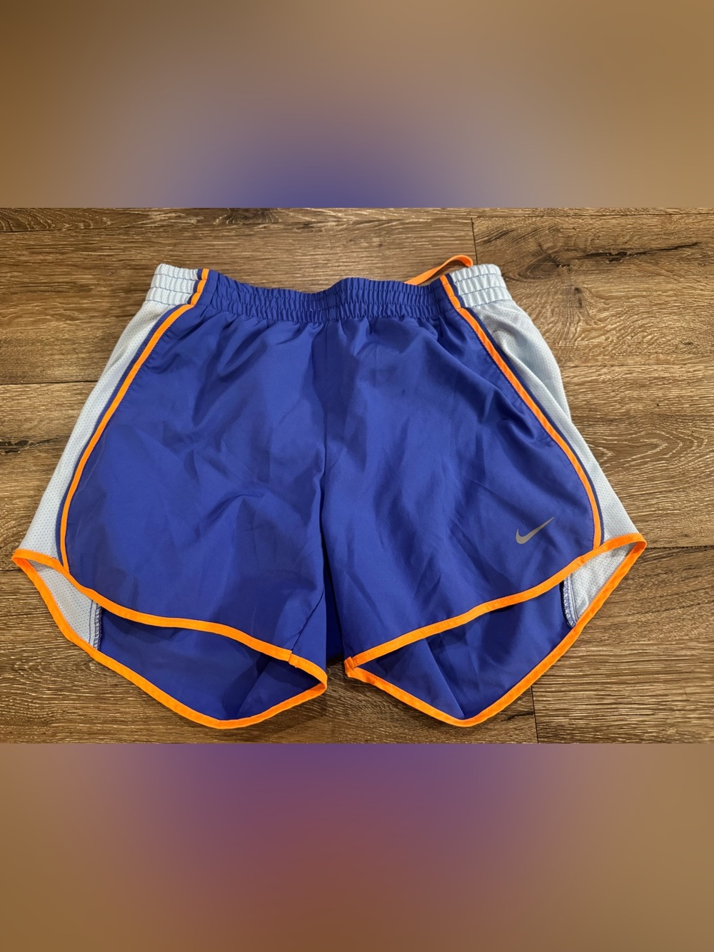 Women’s Nike Royal Blue Athletic Shorts with Orange Trim XS